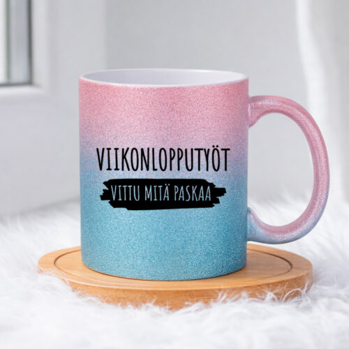 Viikonlopputyöt - Vittu mitä paskaa (0421) | Glittermuki 330ml - Image 5