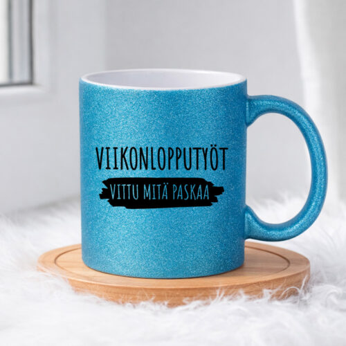 Viikonlopputyöt - Vittu mitä paskaa (0421) | Glittermuki 330ml - Image 4