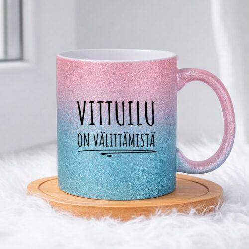 Vittuilu on välittämistä (0448) | Glittermuki 330ml - Image 5
