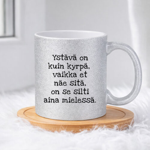 Ystävä on kuin kyrpä (0186) | Glittermuki 330ml - Image 3