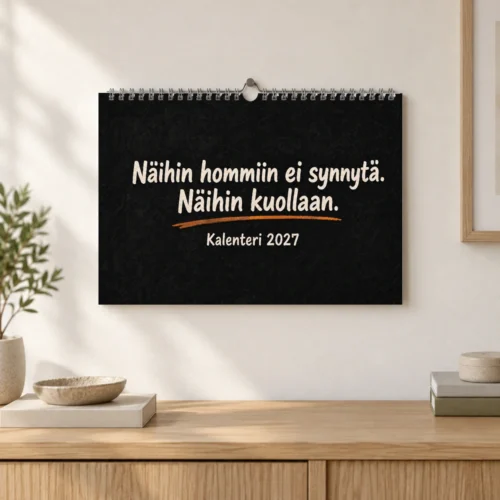Hommia hommia | Kalenteri 2027 - Näihin hommiin ei synnytä. Näihin kuollaan.